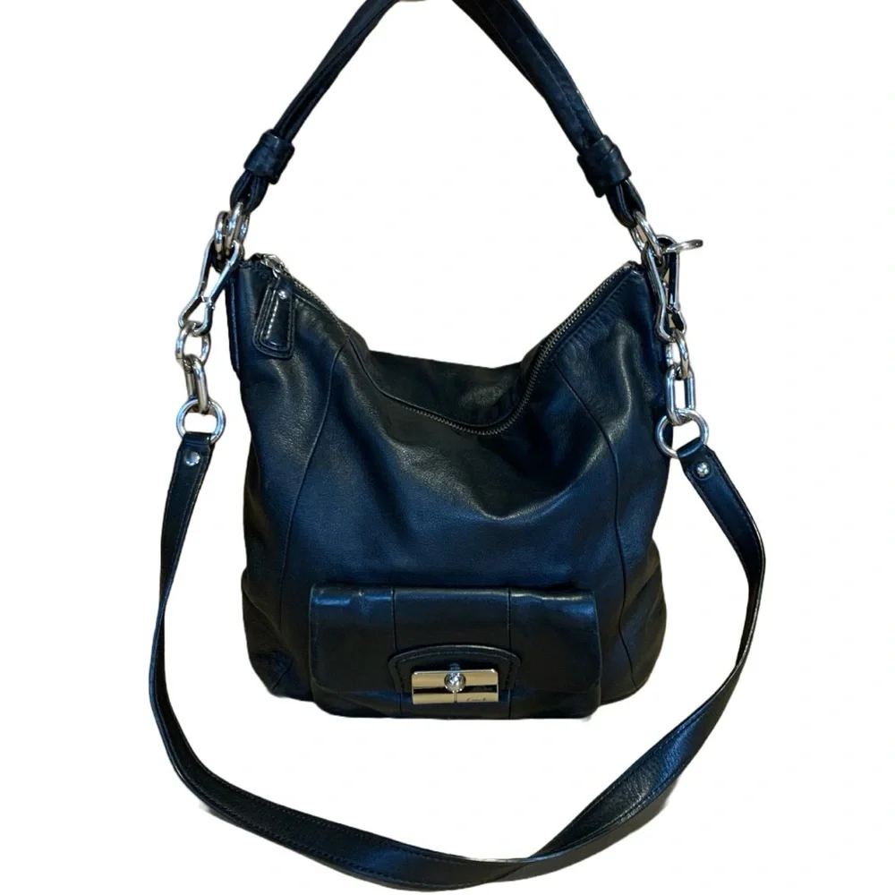 COACH “KRISTIN” BLACK LEATHER 14783 SHOULDER BAG